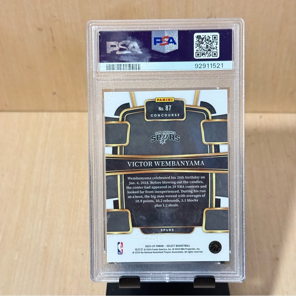 2023-24 Select Victor Wembanyama Concourse Blue Prizm Rookie RC #87 PSA 10-Read - Picture 5 of 10